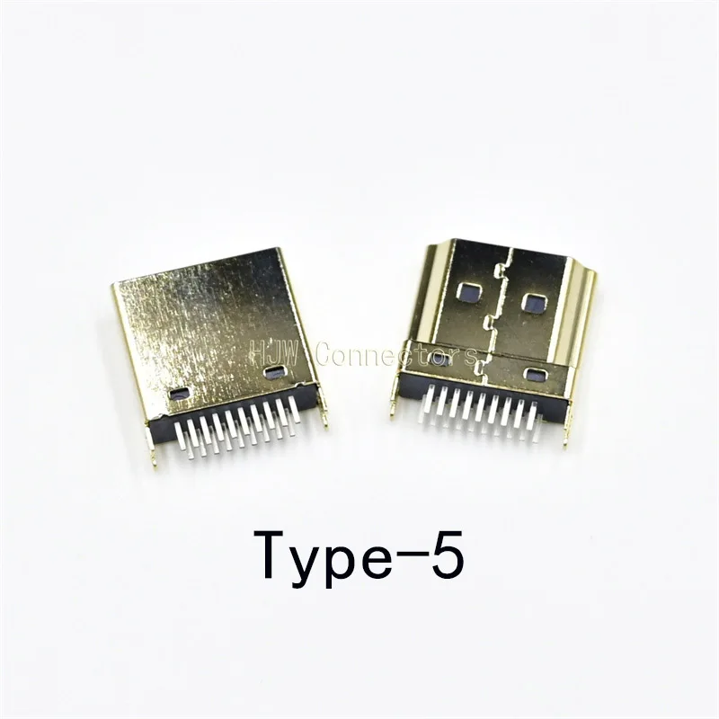 

5pcs 19 Pin Male Plug Interface HDMI-compatible Connector,2 Row Pins 19Pin 1.6MM Spacing for HD Equipment Socket