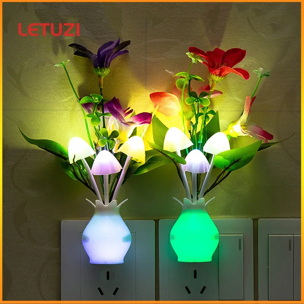 

Creative Colorful Led Night Light Luminous Vase US/EU Plug-in Smart Lamp Control Induction Bedroom Sleep For Home Decor