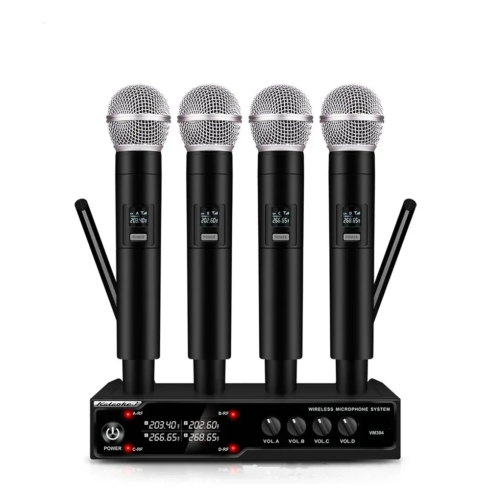 

VM302 VHF Microphone Handheld System 2 or 4 Wireless Mic 80 Meters Distance for Family Karaoke Speech Party Singing Audio Device