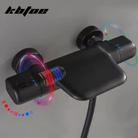 ปืนสีเทา Thermostatic อ่างอาบน้ำก๊อกน้ำห้องน้ำน้ำตกฝักบัวชุดทองเหลือง Handshower แรงดันวาล์วผสมน้ำ 4