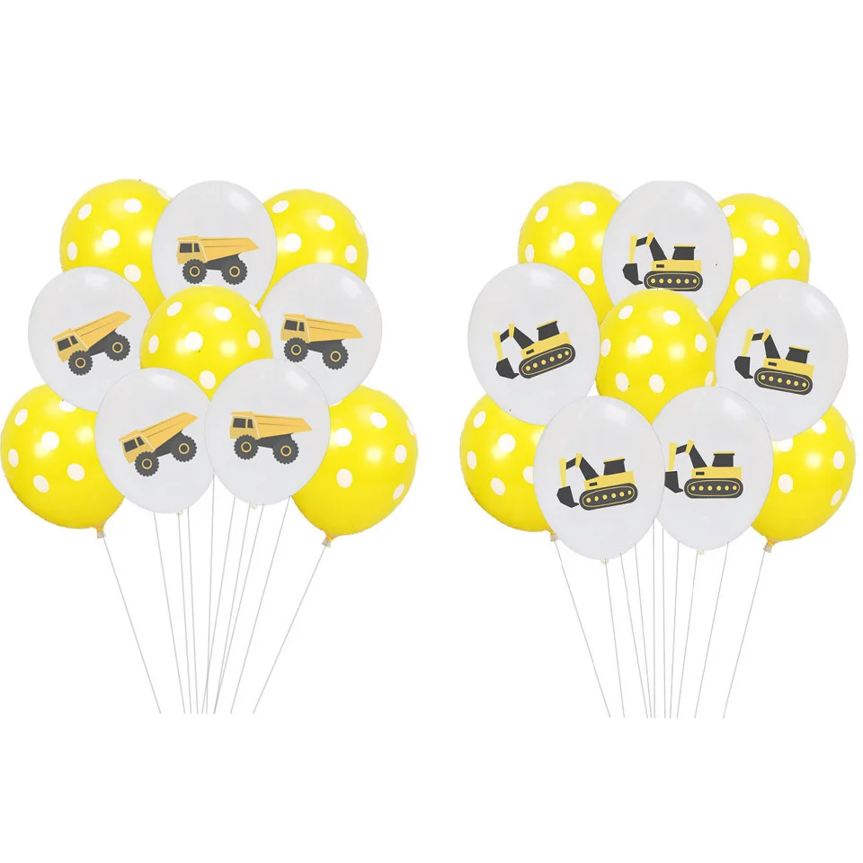 Description Picture 4 of item1Set Construction Tractor Theme Inflatable Balloons Truck Vehicle Banners Cake Decor Baby Shower Boys Birthday Party Supplies