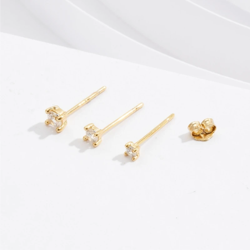 Aide 925 Sterling Silver 3pcs Set 2/3/4mm Mini Round Zircon