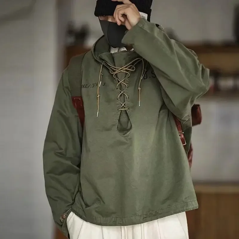 US Hooded Pullover Japanese Retro Fashion Parker Jacket