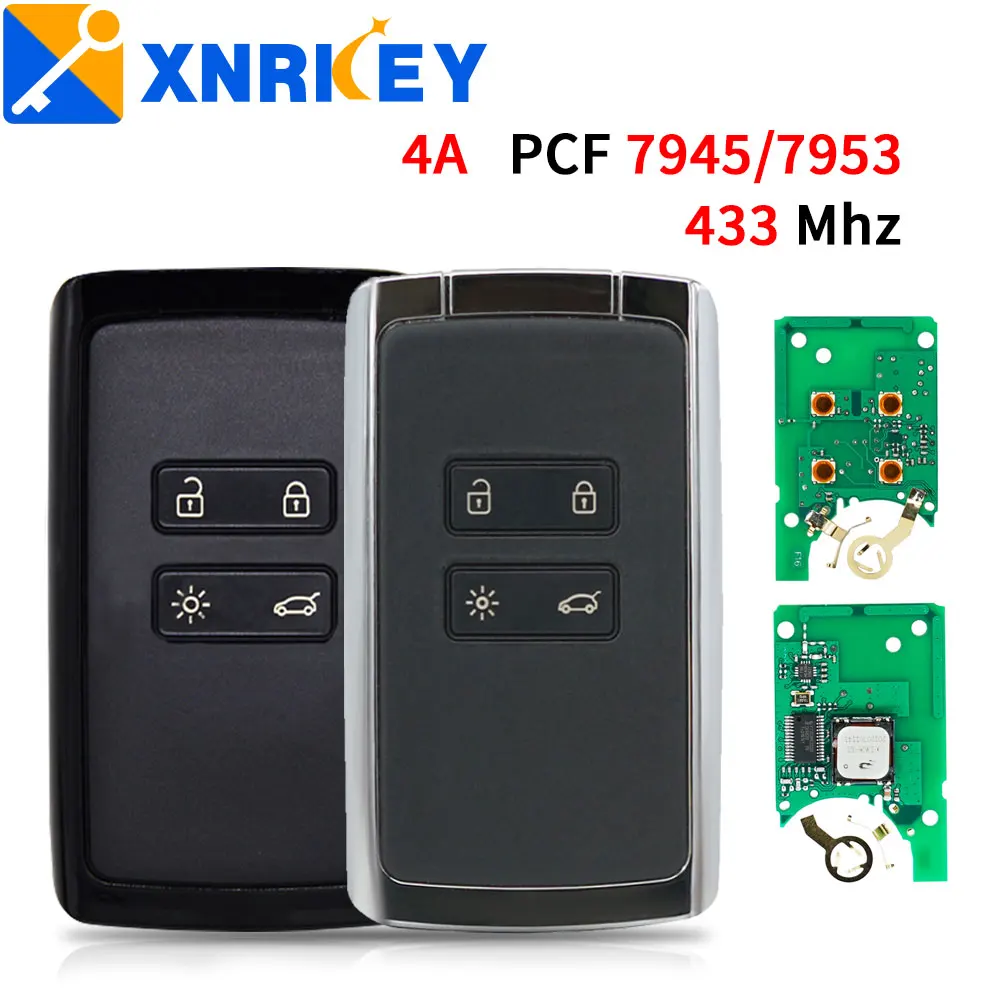 XRNKEY Car Remote Key For Renault Koleo 2015 Megane 4 Talisman Espace 5 Kadjar 4APCF7953M 433FSK Keyless Go Promixity Smart Card