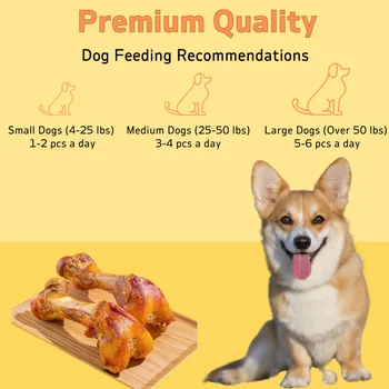 240g/8.46oz (2 Count x120g/4.23oz)6 Inch Beef Dog Bone for Aggressive Chewers, Large and Medium Breed Dog Treat, Natural 4