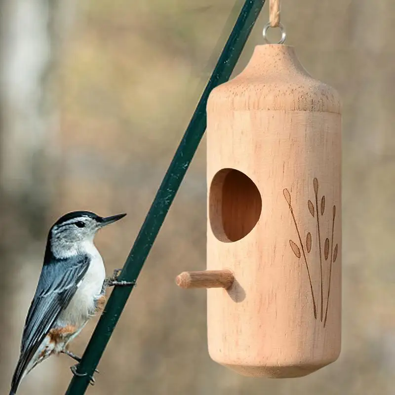 Wooden Hummingbird House Outdoor Feeder and Nest