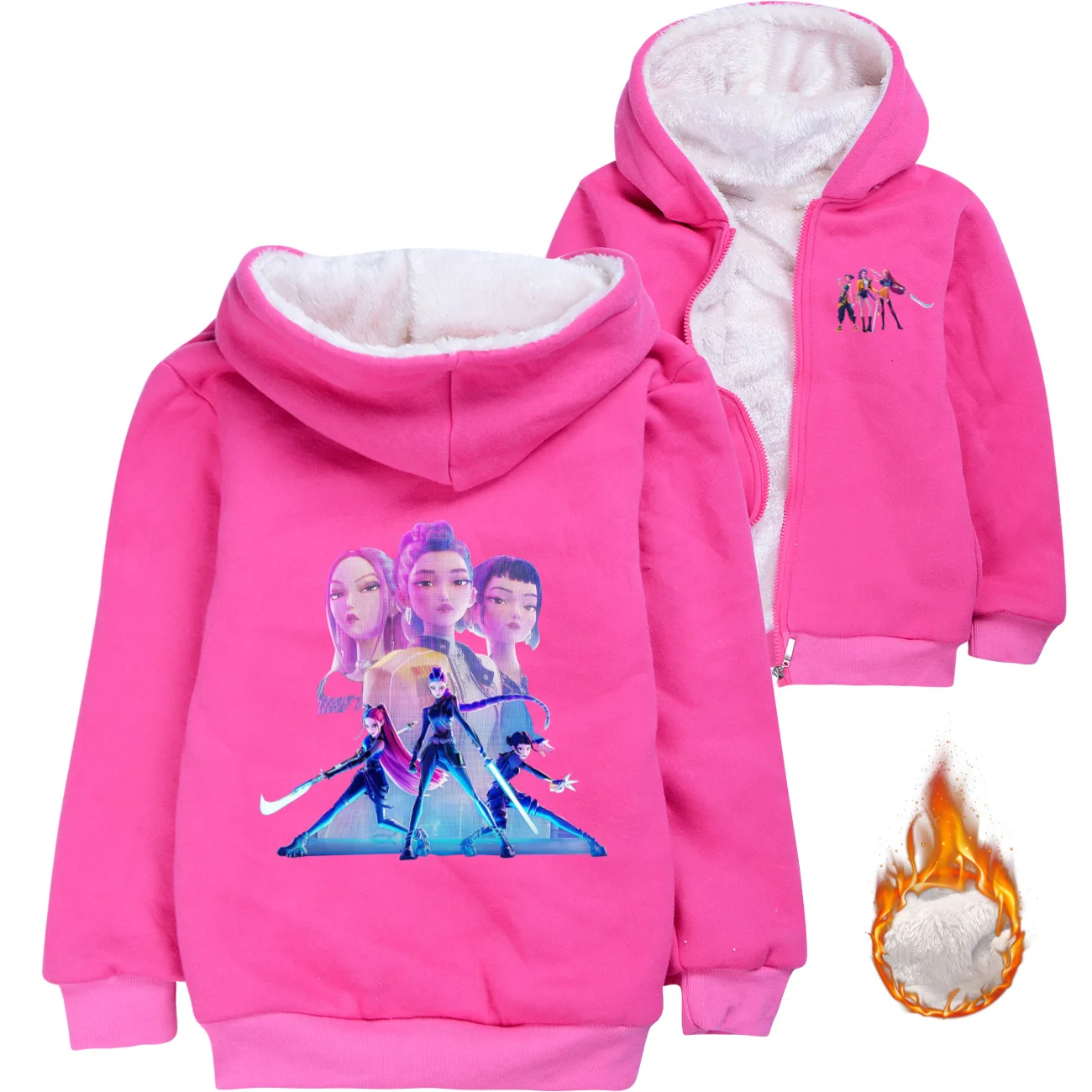 Veste Avec Capuche Style Kpop Y2k Pour Fille - Motif Anime Hunters - Blouson Baseball Zippé - Streetwear