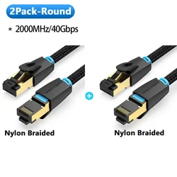 High-Speed Cat8 Ethernet Cable, 40Gbps RJ45 Network Connection - 1m (2Pack-Nylon Braided)