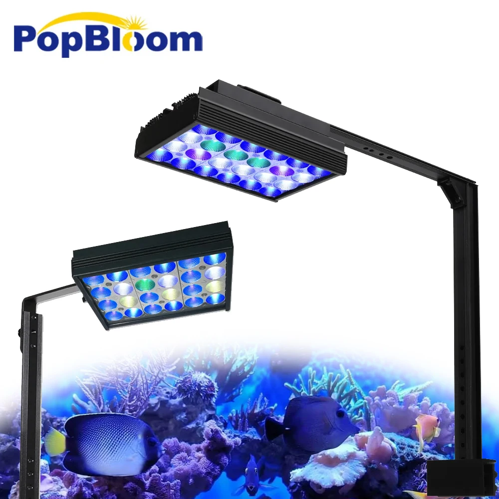 

PopBloom-Nano Aquarium Light, Saltwater Lighting with Timer Control, Coral Reef, Fish Tank, Sunrise and Sunset, 30W, 60W