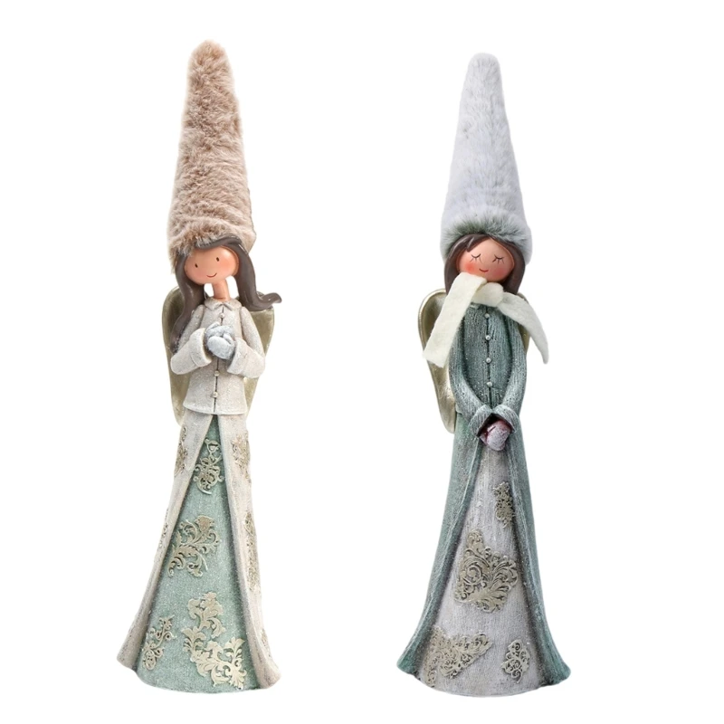 

Praying Girl Statue with Plush Long Hat Resins Figure Home Desktops Decorations Dropship