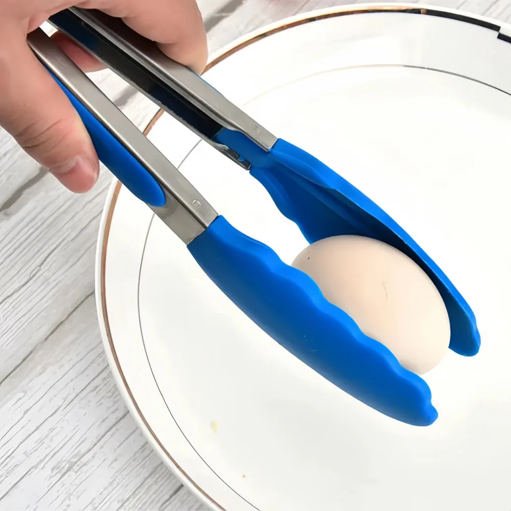 Food Tongs Anti Slip Cooking Serving Tongs Stainless Steel Food Clip Bread Salad Tong Heat-Resistant Barbecue Clips Kitchen Cooking Tool