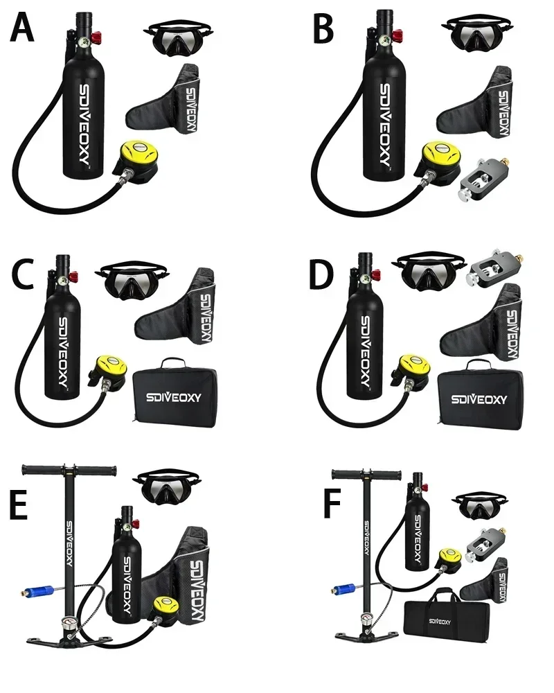 Lung Tank Diving mini underwater cylinder Scuba Oxygen 1L Cylinder Underwater Breather with Breathing Valve C Set scuba cylinder tank