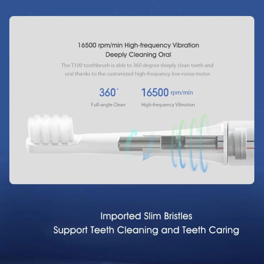 Xiaomi MIJIA T100 Sonic Electric Toothbrush USB Rechargeable Waterproof Ultrasonic Automatic