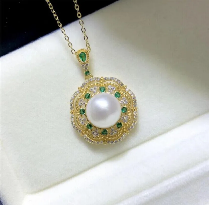 

Large AAAAA 10-11mm South China Sea Authentic White STUD Pearl Pendant Necklace 925S