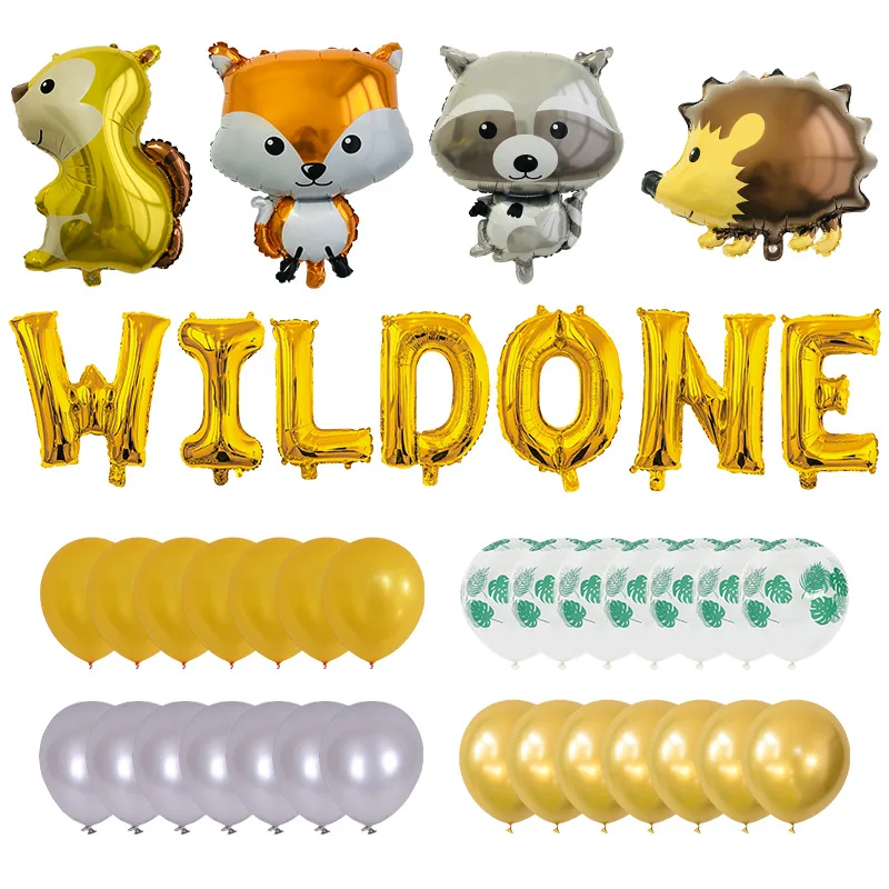 

Woodland Animal Wild One Letter Foil Balloon Boy 1 Year Birthday Party Decor Jungle Safari Baby Shower Kids 1st Birthday Supplie