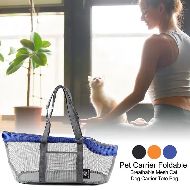

Cat Tote Bag Carrier Full Mesh Tote Small Dog Bag Handbag Carrier Breathable Portable Foldable Handheld Shoulder Bag Medium Dog