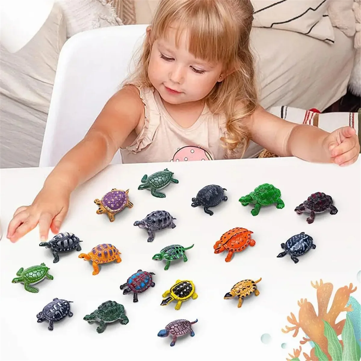 거북이 동상 거북이 인형 소형 인형 20Pcs 현실적인 거북이 동상 홈 장식 어린이 호의
