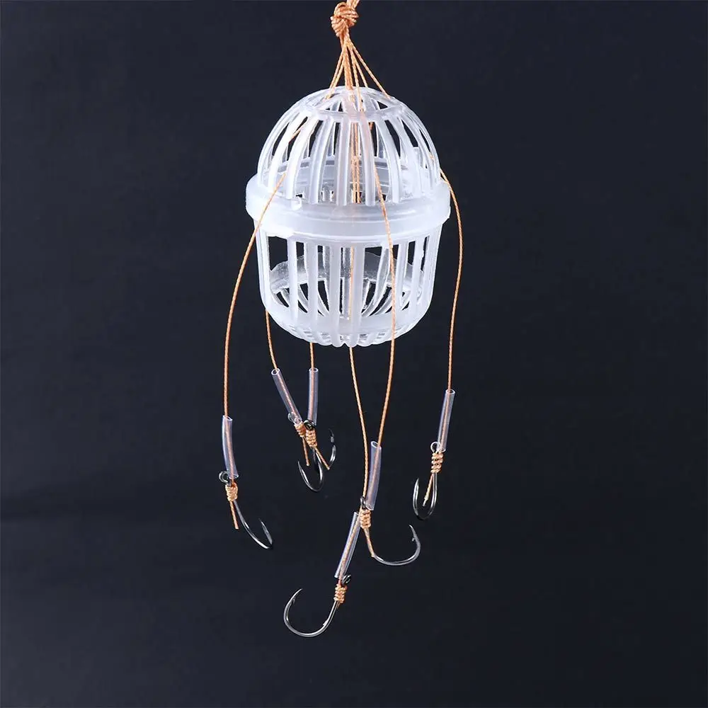 

1Pcs Fishing Hooks Explosion Baits Cage With Six Strong Carbon Steel Hook Plastics Carp Spherical Tackle