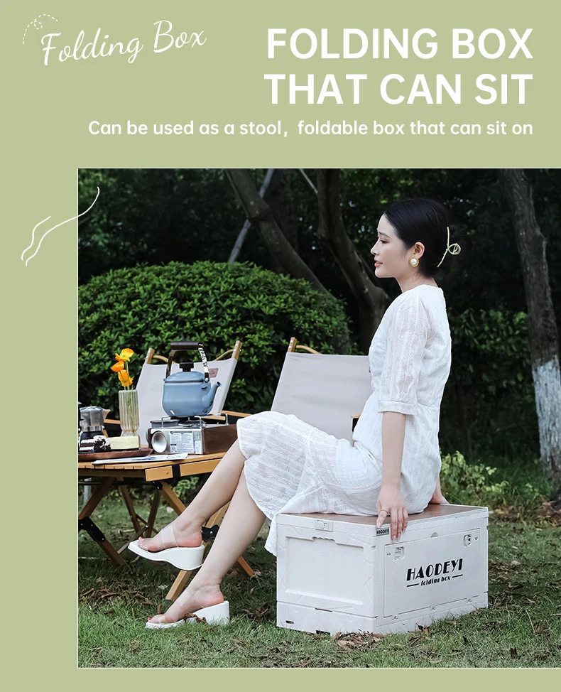 Description Picture 4 of itemOutdoor Folding Storage Box, Large Capacity 50L Storage Box, Double Cover Thickened Camping Picnic Table, Car Storage Cabinet