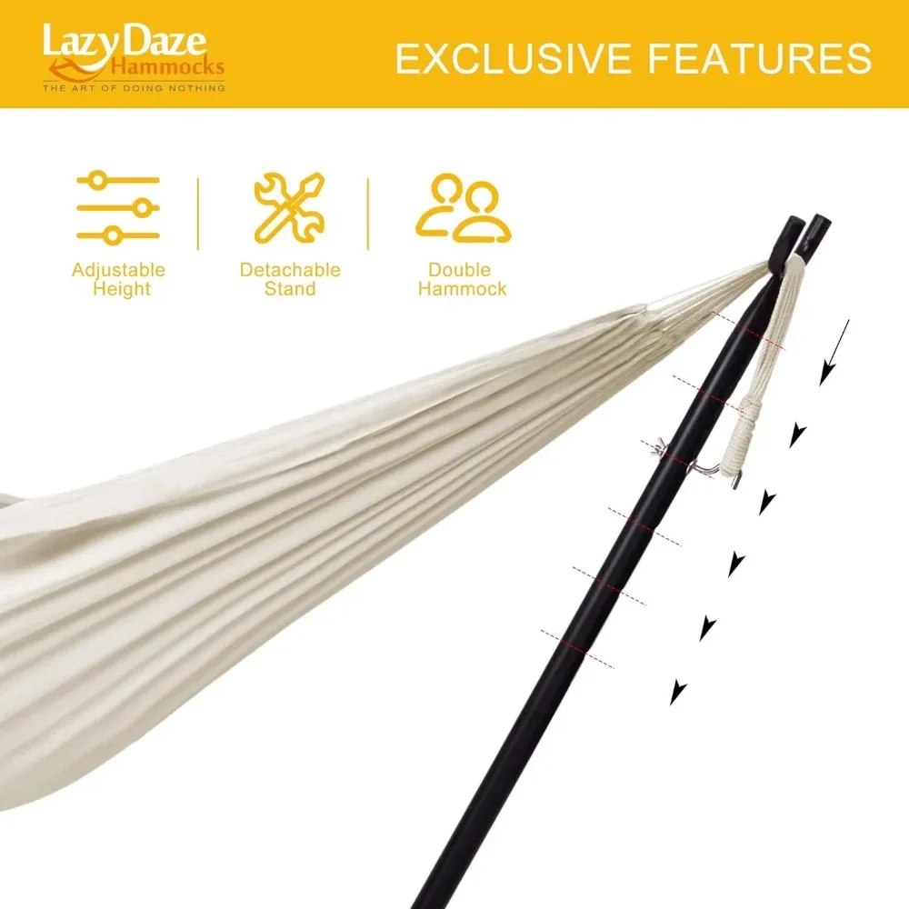 Double Hammock with 9ft Space-Saving Steel Stand includes Portable Carrying Case, 450 Pounds Capacity (Natural) hammock chair 5