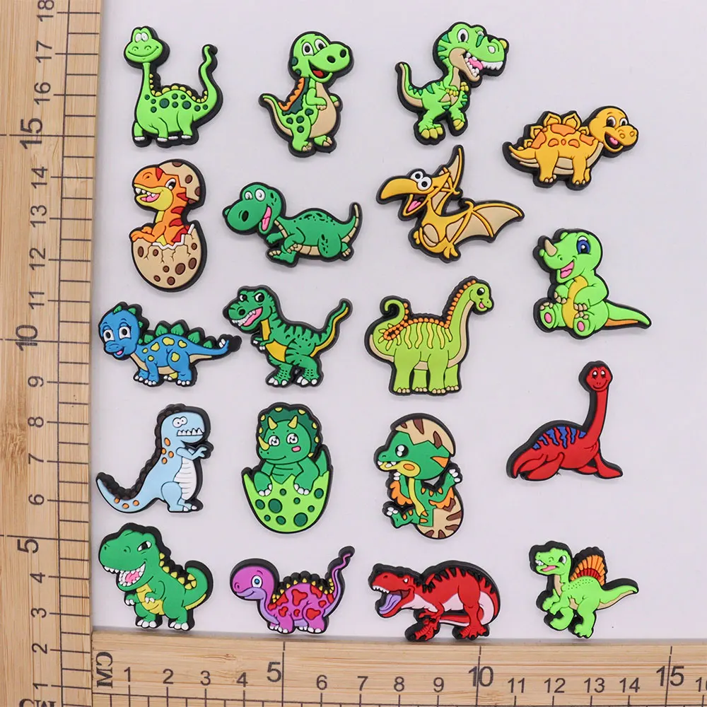

Mix 50PCS PVC Animals Croc Charms Kawaii Kinds Of Dinosaur Buckle Clog Garden Shoes Button Decorations Kids Party Xmas Gifts