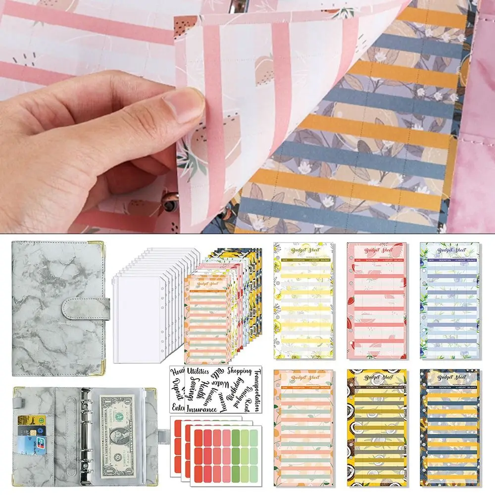 

PU Wallet Writing Pads Notebook Planne Cash Organiser Envelope Money Saving Binder Cover Notebook Cover Budget Binder