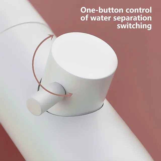 ก๊อกน้ําอ่างอาบน้ําทองแดงเต็มรูปแบบกระบอกด้านข้างแยกชุดสามชิ้นอ่างอาบน้ําเคาน์เตอร์ฝักบัวก๊อกน้ําสีขาวหมุนได้ 360 องศา 3