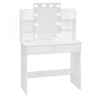 Туалетный столик WOLTU со светодиодным зеркалом, 2 ящика, 4 полки для хранения, 90x40x125 см, столик для макияжа для девочек и женщин, спальня