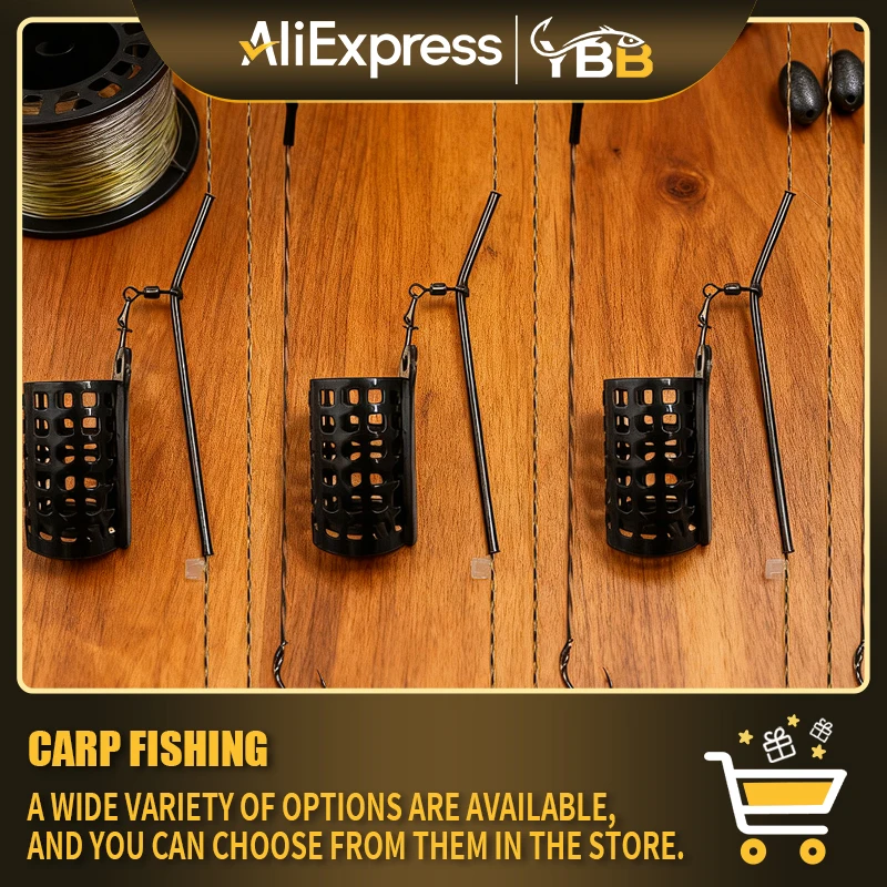 Carp Fishing Feeder Cage set, 10g-60g, Braided carp wire hook, Fishing Lure Holder & Sinker, Fishing Trap Bait Cage, Fishing Tac
