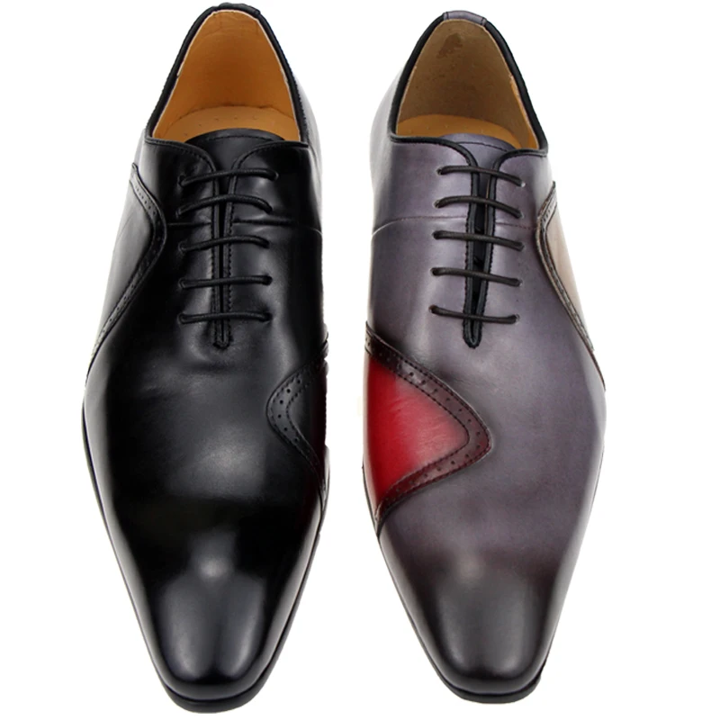 Lace Up Elegance Luxury Hot Sale Formal Shoes for Mens Genuine Leather Zapatos Social  Wedding Dress Sapato Oxford Mixed Leather