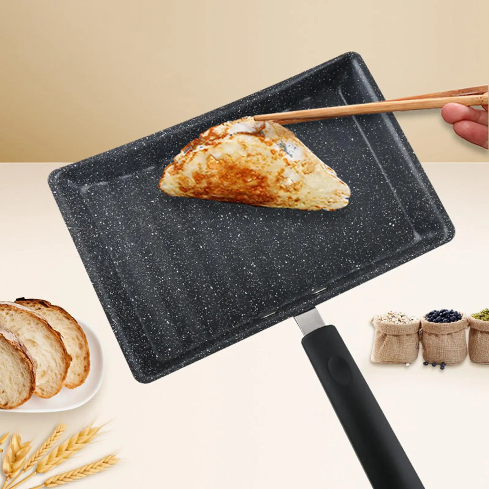 Betohe Japanese Tamagoyaki Flat-Bottomed Non-Stick Pot Roast Thick Egg  Omelet Pan Frying Pan Omelette Device