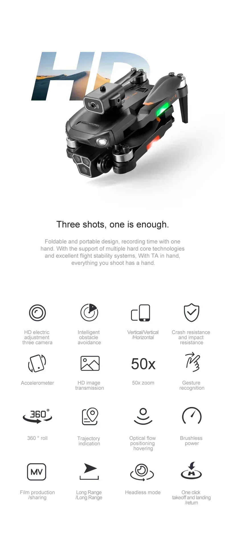 Xiaomi MIJIA M1S Drone Professional 8K GPS Three Camera 5G Folding Obstacle Avoidance Optical Flow Positioning Upgraded 10000M