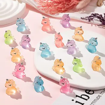 10/20pcs Luminous Mini Resin Unicorn Figurines Glow in The Dark Tiny Unicorn Ornament for DIY Fairy Garden Landscape