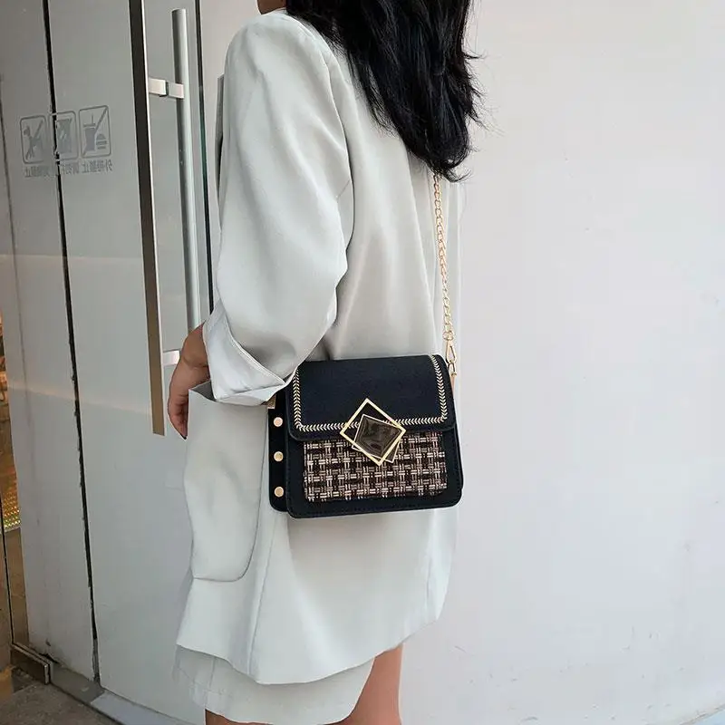 Korean small square bag female fashion trend texture single shoulder messenger bag chain flap all-match shoulder bag
