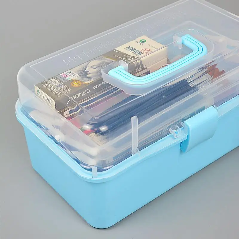 Portable Storage Box Foldable Stamp Wax Scrapbook Storage Transparent Large Hairpin Box Makeup Organizer Nail Jewelry