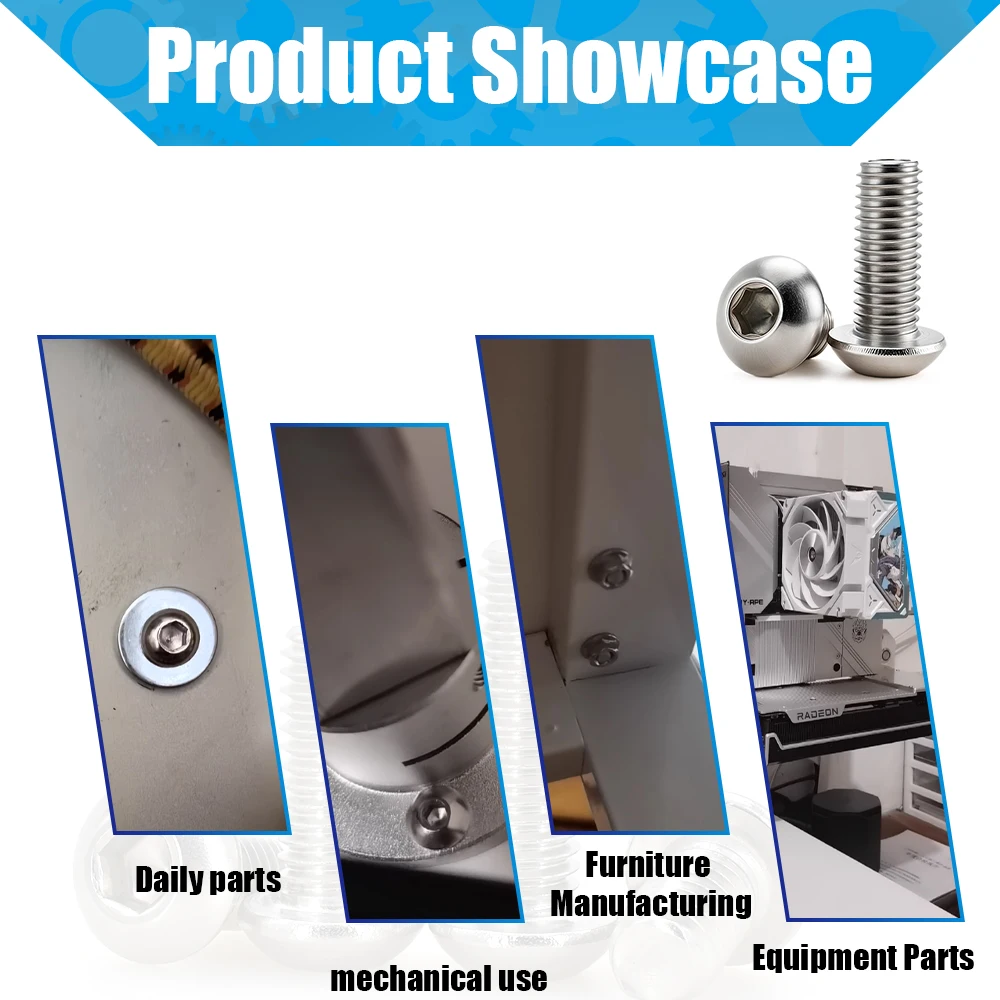 304 Stainless Steel Hex Screw ISO7380 Hexagon Socket Allen Bolts Metal Machine Threaded Screws M2 M2.5 M3 M4 M5 M6 M8 M10 M12 hexagon socket screw