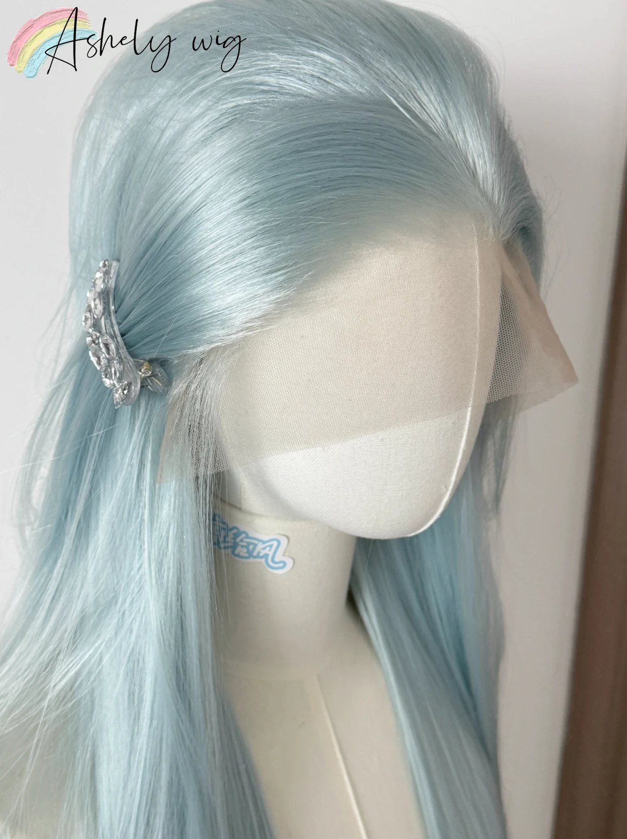 Light Blue Lace Front Wig for Women 24inch High Quality Cosplay Wig Heat Resistant Synthetic Lace Wigs for Daily Use Cosplay