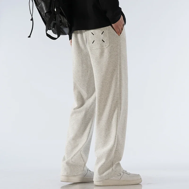 Wide Leg Pants Fashion Pants Fashionable Wide Leg Pants Men's Pants Wide Leg Cotton Fabric Straight Loose Outdoor Solid Color Knitted Sweatpants High-quality Soft Long Baggy Trousers