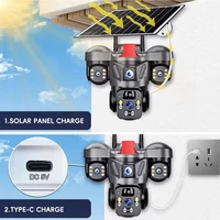 Caméra de surveillance solaire multi-lentilles 4G, vision nocturne couleur, sans fil, avec accessoires de montage complets pour villa, cour, usine 5