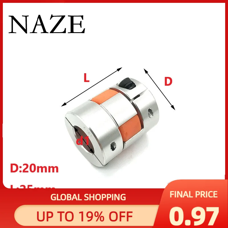 

1pcs D20L25 5mmx8mm spider flexible motor coupler aluminium flexible jaw coupling 4 6 6.35 8 9 10mm for 3Dprinter CNC