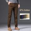 97% Cotton Classic Men's Casual Pants New Soft Cozy Elasticity Straight Business Trousers Fashion Branded Clothing Size 28-38