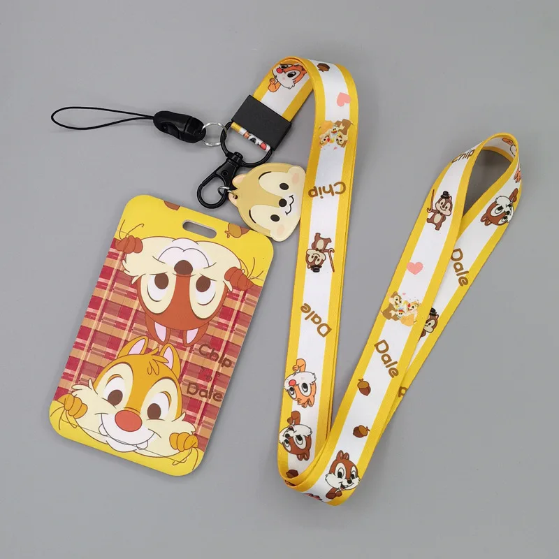 

KKZ088 Lovely Squirrel Chip 'n' Dale Personality ID Card Holder Bus Card Holder Staff Card Lanyard For Keys Phone DIY Hang Rope
