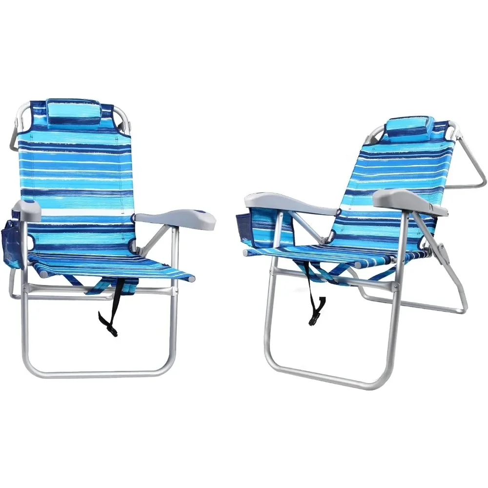 

Backpack Beach Chairs for Adults,Folding Heavy Duty Camping Chair with Large Pockets and Cup Holder,Adjustable with Towel Rack
