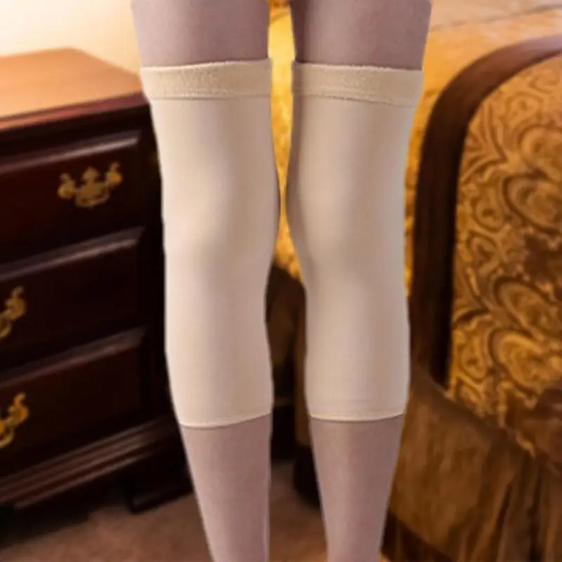 

1 Pair Winter Knee Brace Sports Fitness Compression Sleeves Kneepad Outdoor Camping Hiking Protector Plush Knee Pad for Skiing