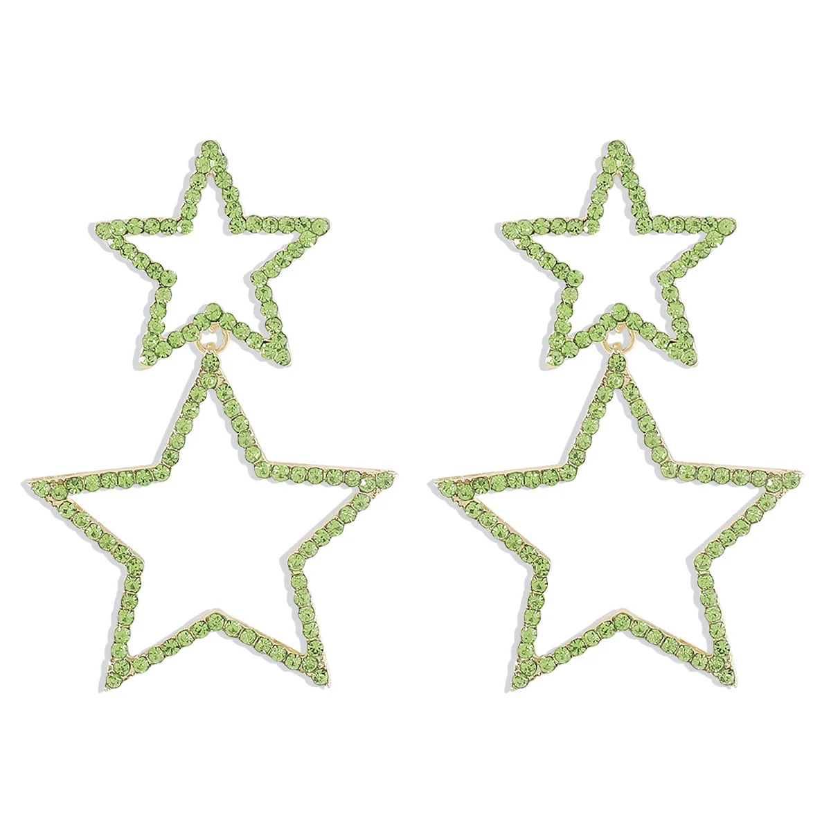 Sexy Women's Group Wind Rhinestone Earrings Five-pointed Star Double Personality Fashion Temperament Earrings