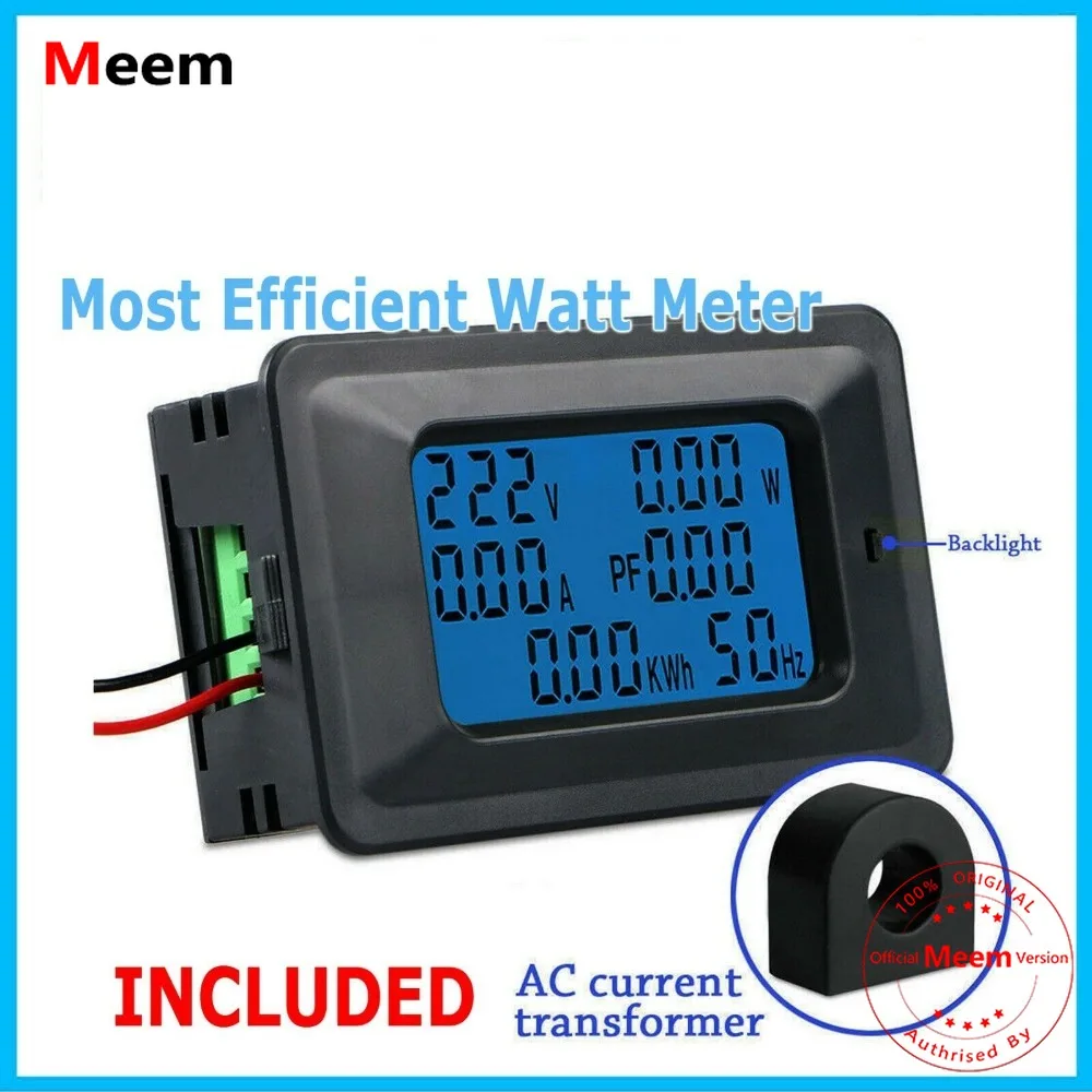 

100A AC LCD Digital Volt Watt Power Voltage Meter Monitor KWh Voltmeter Ammeter