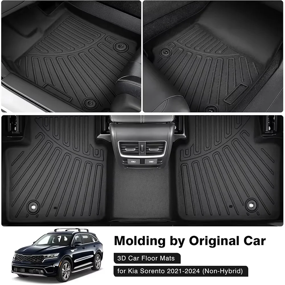 Tapis De Sol Voiture OMAC No.77 Pour Kia Sorento IV Hybrid (2020-2025) - 3 Pièces TPE Noir - Étancher