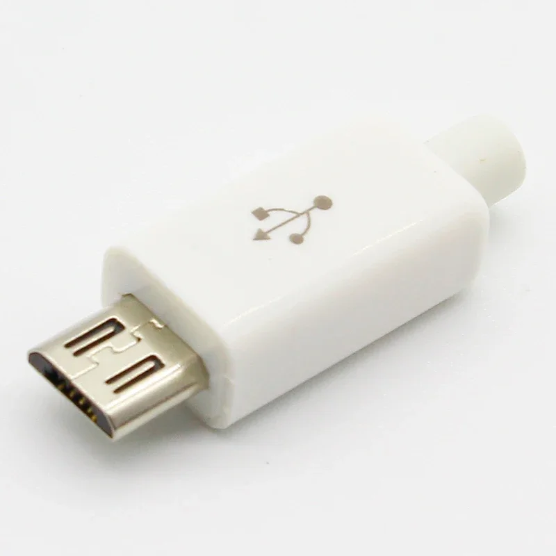 Micro usb connector 10pcs Micro USB 5PIN Welding Type Male Plug Connectors Charger 5P USB Tail Charging Socket 4 in 1 White Black