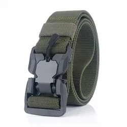 Men's Tactical Quick - Release Magnetic Buckle Belt - Outdoor Multi - Function Canvas Nylon Strap - About125cm (Army green)