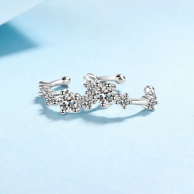 Full D Color Moissanite Clip Earrings S925 Sterling Silver 18k Plated Ear Studs for Women Men stud earrings ear clip earrings clip earrings ear clip